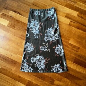 Altar’d State Floral Satin Midi Skirt